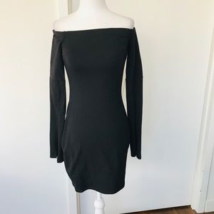 EXPRESS Bardot long-sleeve mini dress